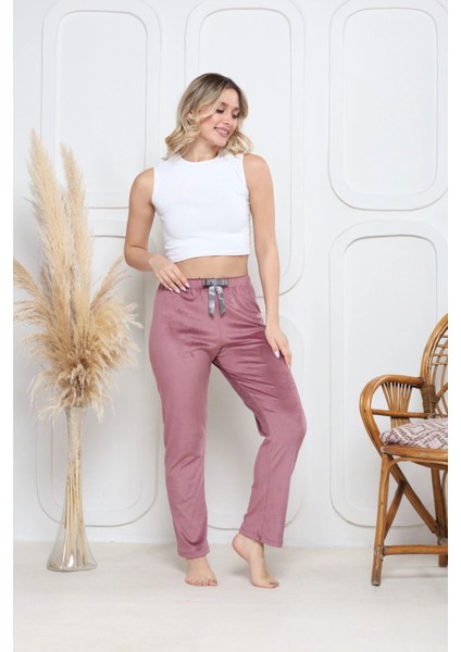 Kadife Pijama Altı Pembe Q7013
