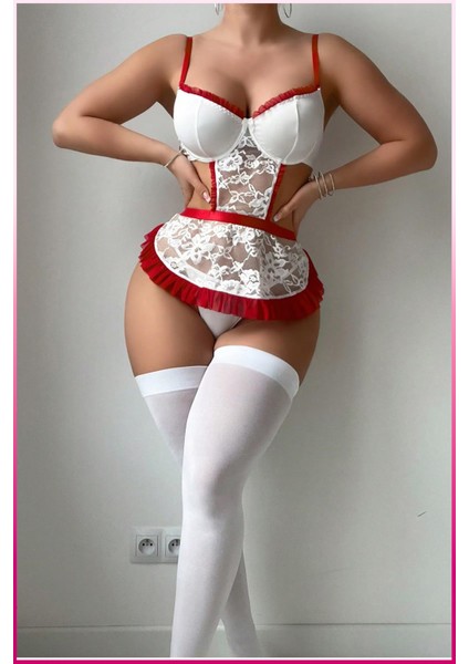 Beyaz Balenli Seksi Hizmetçi Kostüm fırsatları