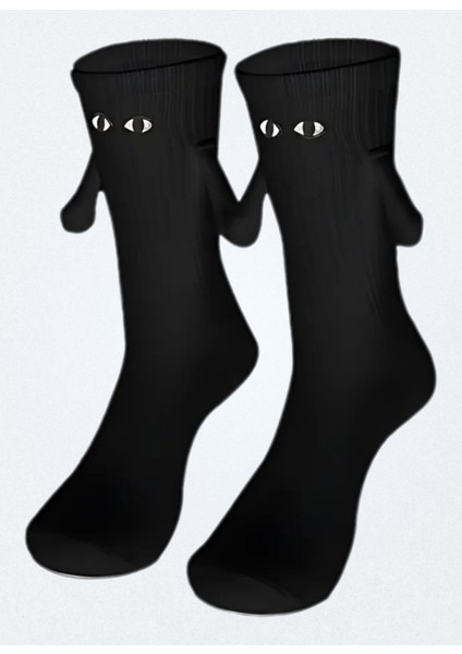 Kadın – Erkek Mıknatıslı Elele Tutuşan Çorap (1 Adet) – Halay Çeken Kanka Çorabı – Sevimli Yüz Tasarım