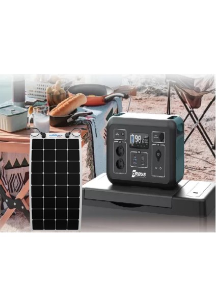1200W Taşınabilir Güç Kaynağı Power STATION+110 Watt Esnek Güneş Paneli fiyatları