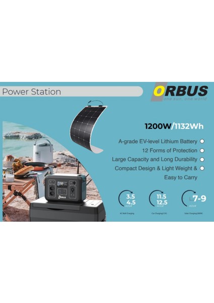 1200W Taşınabilir Güç Kaynağı Power STATION+110 Watt Esnek Güneş Paneli indirimleri