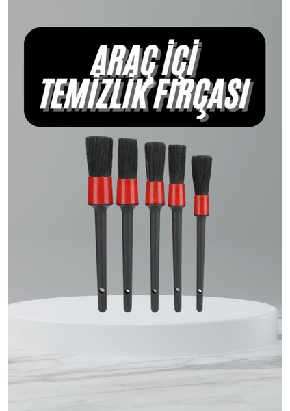 5 Adet Oto Detaylı Temizleyici Araç Içi Temizlik Fırça Seti Koltuk Döşeme Kapı Toz Alma Fı