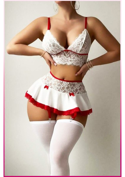Kadın Beyaz Etekli, Dantel Büstiyer Hizmetçi Kostüm fırsatları