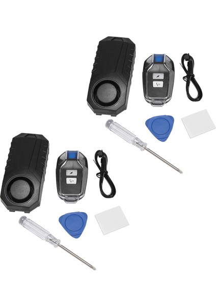 2x 113DB Süper Kablosuz Motosiklet Bisiklet Alarm Güvenliği Uzaktan Kumanda Su Geçirmez Siyah Hırsızlık Karşıtı Alarm (Yurt Dışından)