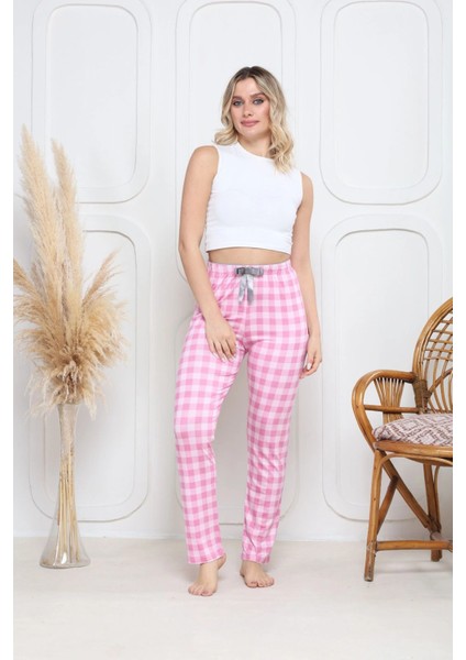 Viskon Likralı Alt Pijama Ekıse Pembe Baskı Desenli Q6018 fiyatları