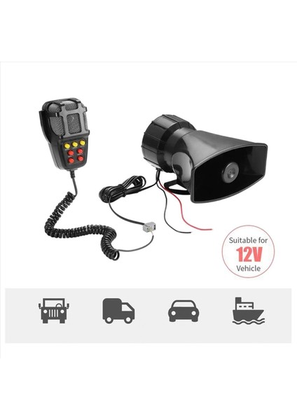 2x Araba Uyarı Alarm Kamyonu 7-Sound Loud Alarm Hoparlörü 12V Siren Hava Boynuzu Megafon Polis Itfaiyecisi Araba Boynuzu 110DB (Yurt Dışından) indirimleri