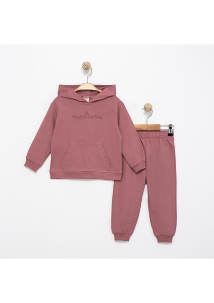 Gül Kurusu Kız Çocuk Eşofman Takımı Kapüşonlu Rahat Kalıp 2031-7