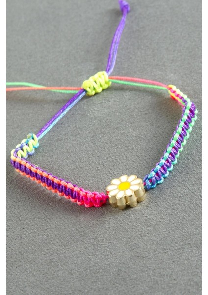 Papatya Makrome Ip Bileklik