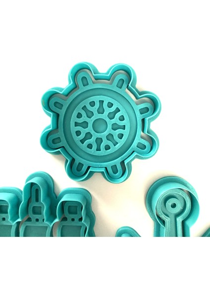 3'lü Denizci Kurabiye Kalıbı Seti (Gemi, Dümen, Çapa) | Korsan ve Deniz Temalı Parti | Şeker Hamuru, Kil Şekillendirici