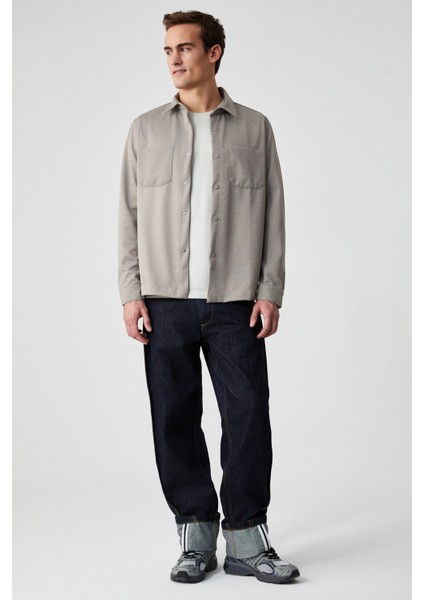 JAKARI Erkek Regular Fit Standart Kesim Klasik Yaka Desenli Çıtçıtlı Bej Gömlek fiyatları