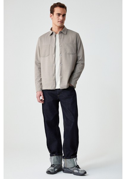 JAKARI Erkek Regular Fit Standart Kesim Klasik Yaka Desenli Çıtçıtlı Bej Gömlek modelleri