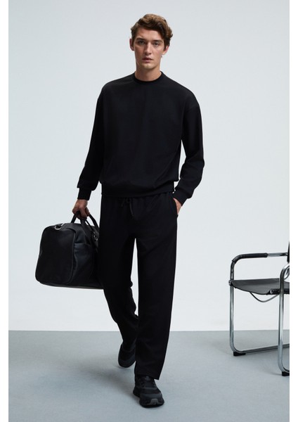 VIENTO Erkek Bisiklet Yaka Uzun Kollu Regular Fit Siyah Sweatshirt fırsatları