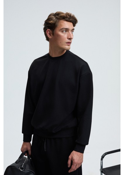 VIENTO Erkek Bisiklet Yaka Uzun Kollu Regular Fit Siyah Sweatshirt indirimleri