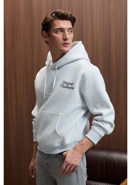 PASCAL Erkek Kapüşonlu Kanguru Cepli Önü Ve Sırtı Baskılı Regular Fit Grimelanj Sweatshirt fiyatları