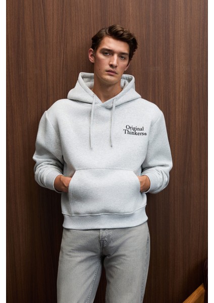 PASCAL Erkek Kapüşonlu Kanguru Cepli Önü Ve Sırtı Baskılı Regular Fit Grimelanj Sweatshirt modelleri