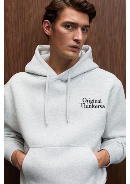 PASCAL Erkek Kapüşonlu Kanguru Cepli Önü Ve Sırtı Baskılı Regular Fit Grimelanj Sweatshirt fırsatları