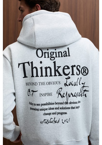 PASCAL Erkek Kapüşonlu Kanguru Cepli Önü Ve Sırtı Baskılı Regular Fit Grimelanj Sweatshirt