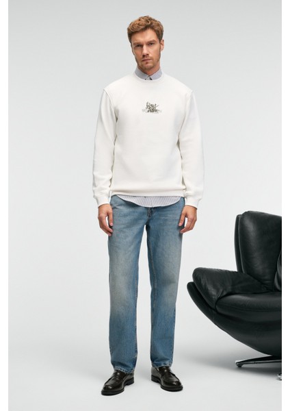 IRVING Erkek Yuvarlak Yaka Göğsü Ve Önü Regular Fit Ekru Sweatshirt indirimleri