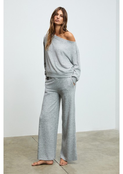 AVENLIGHT Kadın Yumuşak Ve Esnek Kumaşlı Kayık Yakalı Grimelanj Sweatshirt fırsatları