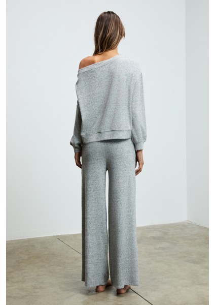 AVENLIGHT Kadın Yumuşak Ve Esnek Kumaşlı Kayık Yakalı Grimelanj Sweatshirt indirimleri