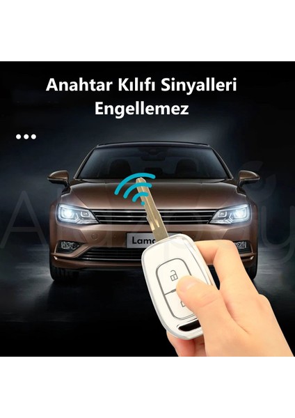 Renault Clio Megane Scenic Twingo Laguna Dacia Duster Dokker Logan Gümüş Kenar Tpu Anahtar Kılıfı