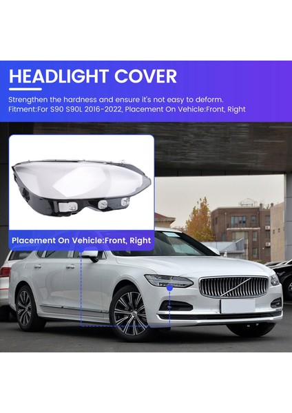 Volvo S90 S90L Için 2016-2022 Araba Ön Far Kapağı Far Lambası Kabuk Maskesi Abajur Lens Pleksiglas (Yurt Dışından) fırsatları