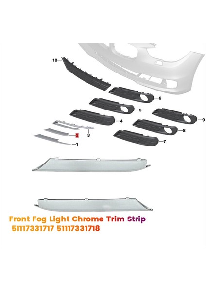 1paır Ön Tampon Sisli Far Çerçeve Trim 51117331717 51117331718 Bmw 5 Serisi F07 2014-2017 Dış Izgara Şeridi (Yurt Dışından) fiyatları