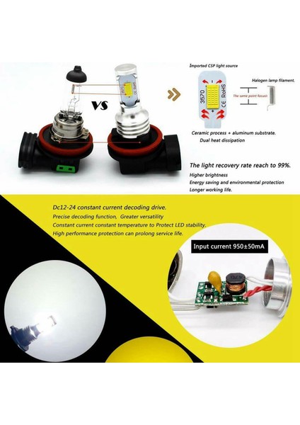 6 Pcs H7 Combo LED Far Kiti Ampuller Yüksek Düşük Işın 6000K Kit 240W 52000LM ve 100W 30000LM (Yurt Dışından) modelleri