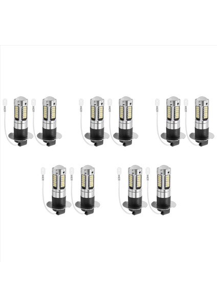 10PCS H3 Süper Parlak LED Sis Sürüş Drl Ampuller Kiti 6000K Beyaz (Yurt Dışından)