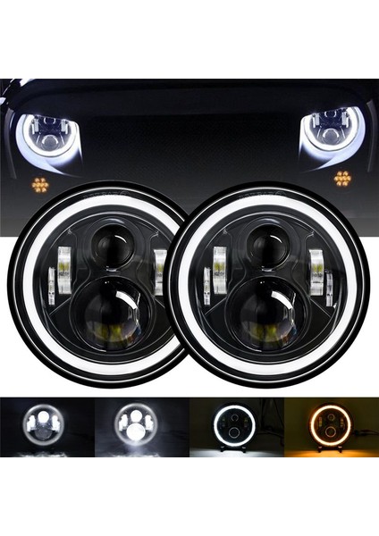 7 Inç 100W Araba LED Farlar Drl Dönüş Sinyal Işığı LED Halo Ring Angel Gözler Jk Tj Lj Cj H1 H2 (Yurt Dışından) modelleri
