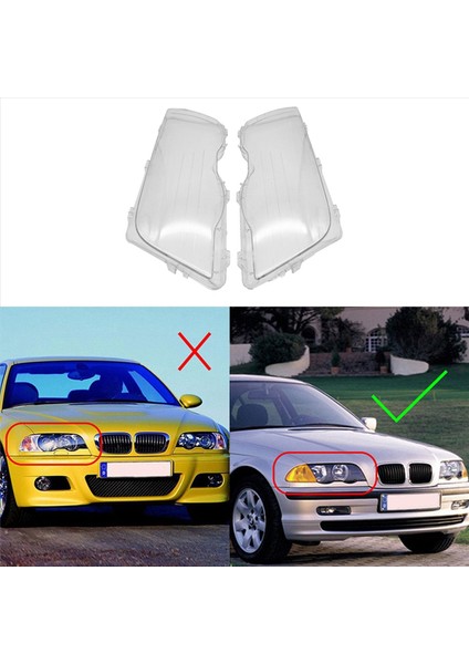 2x For-Bmw 4 Kapı E46 3 Serisi 1998-2001 Sol Far Kabuk Lambası Gölgesi Şeffaf Lens Kapağı Far Kapağı (Yurt Dışından) fırsatları