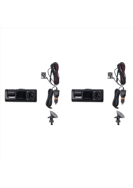 2x 3 Kanallı Araba Dvr Kamera 1080P Çizgi Kamera 3 Yollu Araba Kamerası Ir Gece Vizyonu Döngü Kayıt Park Monitörü (Yurt Dışından)