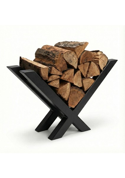 Dekoratif Metal Şömine Odunluğu - Modern Siyah x Tasarım Soba Yanı Odun ve Kütük Standı fiyatları