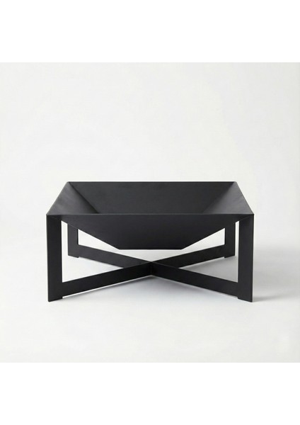 Dekoratif Modern Metal Ateş Çukuru - Bahçe, Balkon ve Teras Şöminesi - Mat Siyah