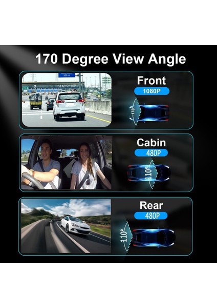 Araba Için 3 Kanal Çizgi Kamera 1080P Hd Araba Kamerası Ön Arka Gece Görüşü 170 ° Geniş Açı Döngü Kaydı (Yurt Dışından) fiyatları