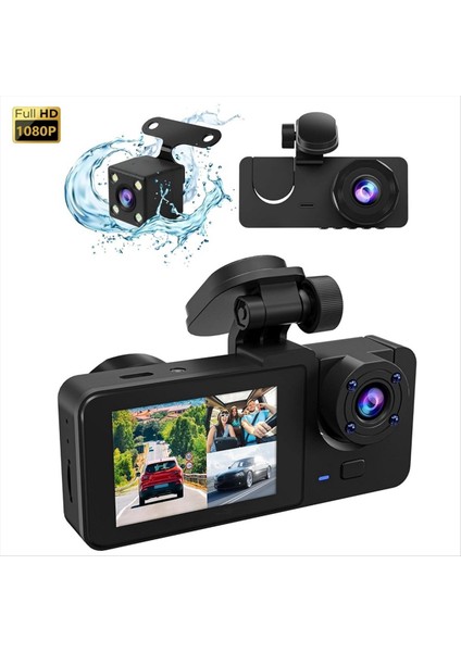 Araba Için 3 Kanal Çizgi Kamera 1080P Hd Araba Kamerası Ön Arka Gece Görüşü 170 ° Geniş Açı Döngü Kaydı (Yurt Dışından) indirimleri