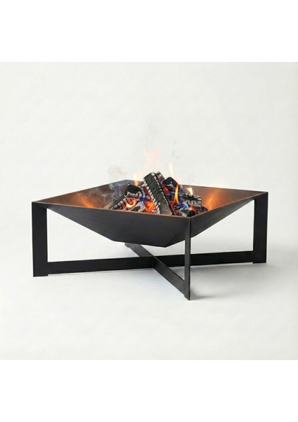 Dekoratif Modern Metal Ateş Çukuru - Bahçe, Balkon ve Teras Şöminesi - Mat Siyah modelleri