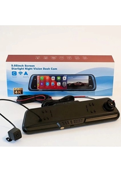 4K IPS Ekran Tam Dokunmatik 9.66” Dikiz Ayna Araç Içi Kamera (4k Ön 1080P Arka) | Carplay indirimleri