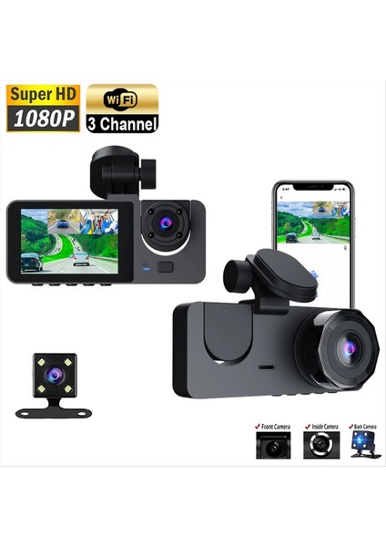 3 Kanallı Çizgi Kamera 1080P Çizgi Kamera Ön ve Arkada Araba Için Çizgi Kamera 32GB Kartlı Araba Kamerası Döngü Kaydı (Yurt Dışından) fiyatları