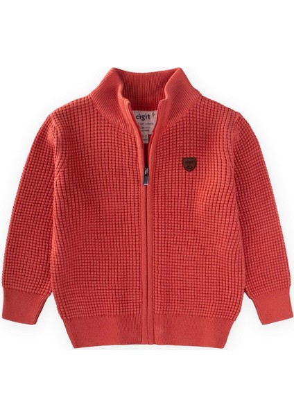 Selanik Fermuarlı Triko Hırka 2-11 Yaş Somon