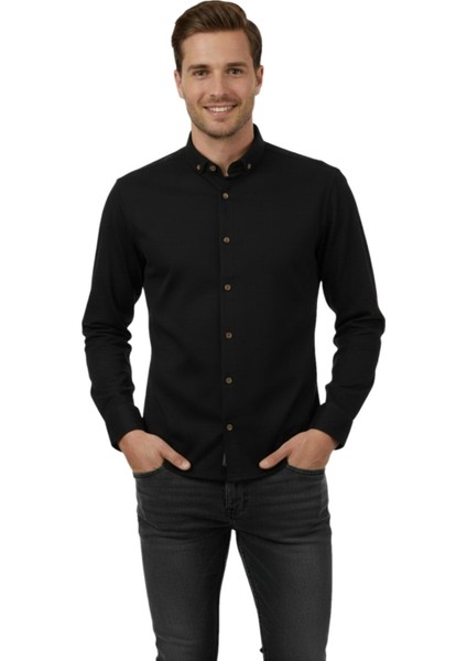 Erkek Slim Fitt Uzun Kol Petek Dokulu Gömlek 2444 BGL-ST04813