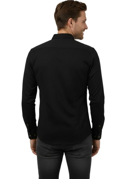 Erkek Slim Fitt Uzun Kol Petek Dokulu Gömlek 2444 BGL-ST04813 fırsatları