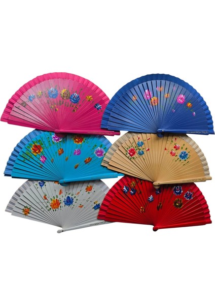 Bambu Çift Taraflı Yelpaze Karışık Renkler 12'li Paket