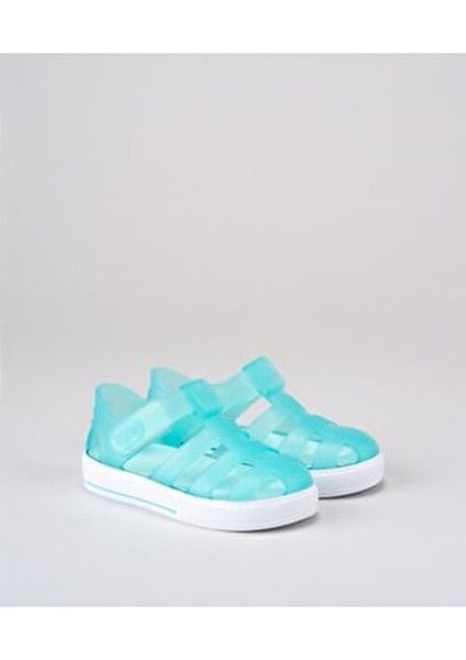 Star Turkuaz Unisex Çocuk Sandalet PVC Malzeme ile Düz Desen ve Mavi Renk indirimleri