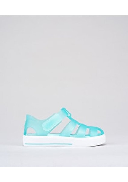 Star Turkuaz Unisex Çocuk Sandalet PVC Malzeme ile Düz Desen ve Mavi Renk