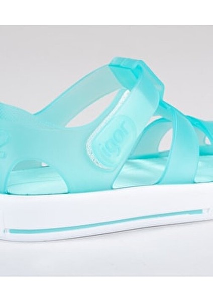 Star Turkuaz Unisex Çocuk Sandalet PVC Malzeme ile Düz Desen ve Mavi Renk