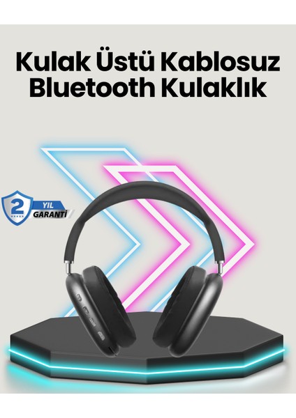Bluetooth V5.0 Kablosuz Kulak Üstü Kulaklık | Katlanabilir, Mikro USB Girişli