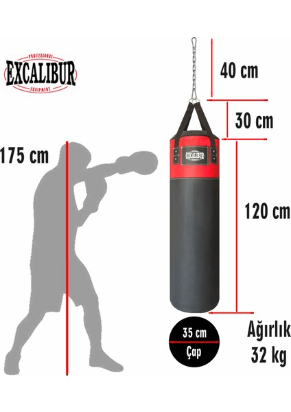 Sunstar Boks Kum Torbası 120 x 35 cm Kırmızı modelleri
