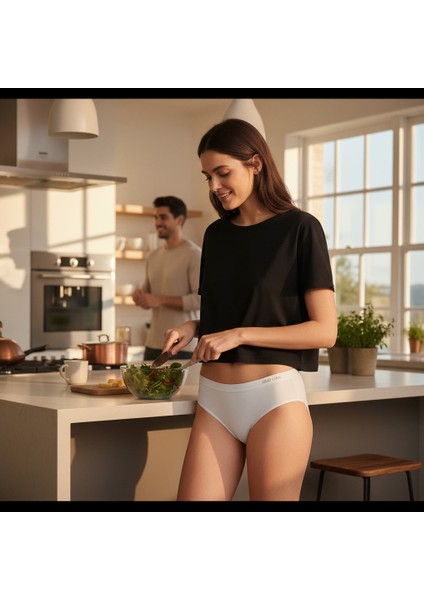 - Premium Bambu Kadın Slip – 6’lı Paket Beyaz