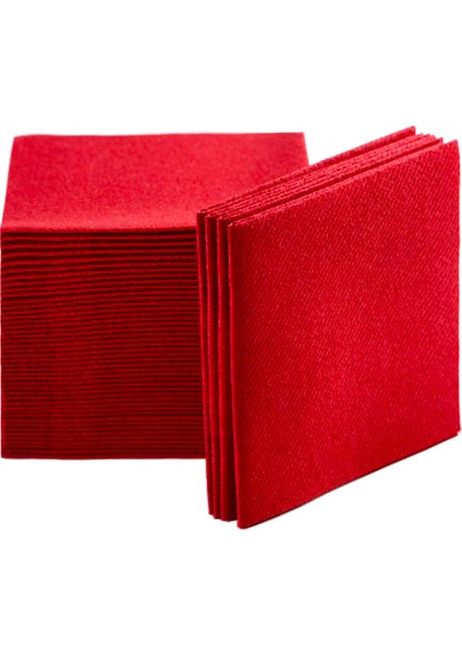 Kırmızı Kokteyl Kumaş Dokulu Peçete 24 Adet